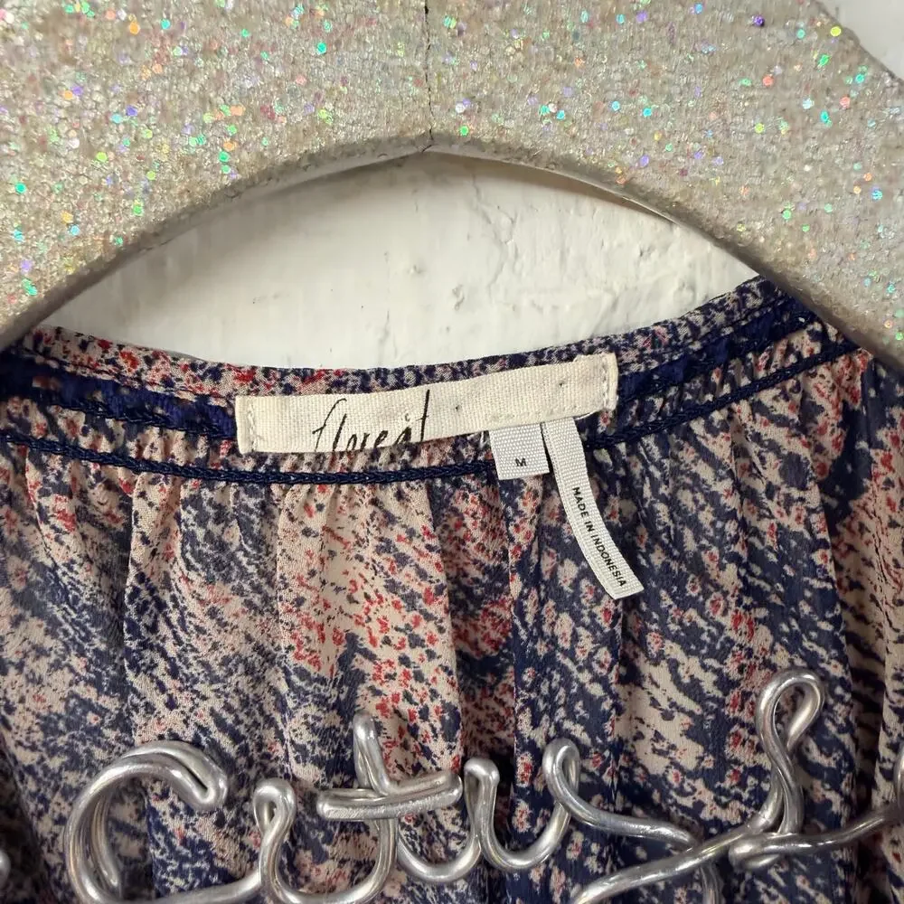 Floreat Zahara Peasant Dress Medium Snakeskin Print Anthropologie